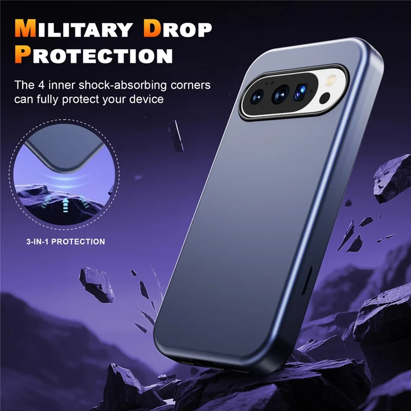 GW03 Pour Étui Google Pixel 10 Pro XL Coque TPU + PC Double Protection Antichoc - Bleu Foncé