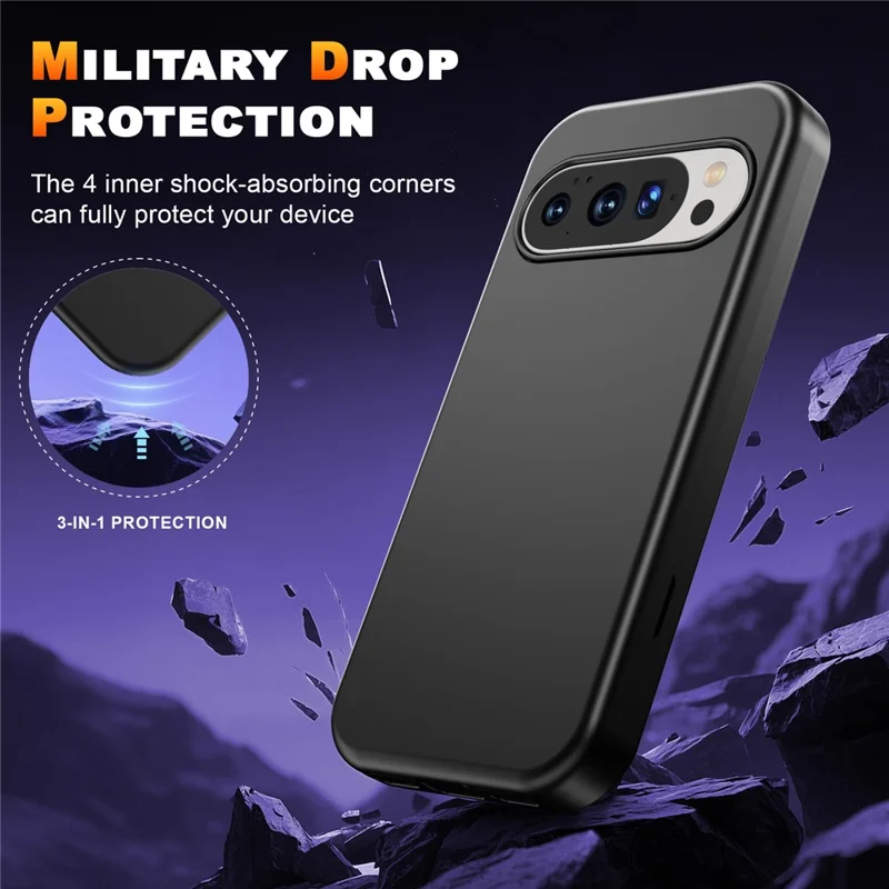 GW03 For Google Pixel 10 Pro XL Case TPU + PC Phone Cover Dual Layer Shockproof - Black