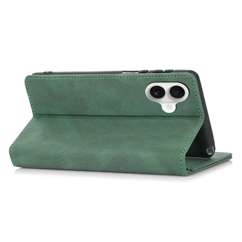 Capa Carteira para iPhone 17 com Fechamento Magnético em Couro - Verde