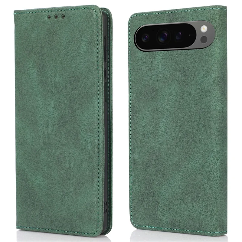 Чехол-книжка для Google Pixel 10 Pro XL / Pixel 9 Pro XL с магнитным замком, из кожи - Зеленый