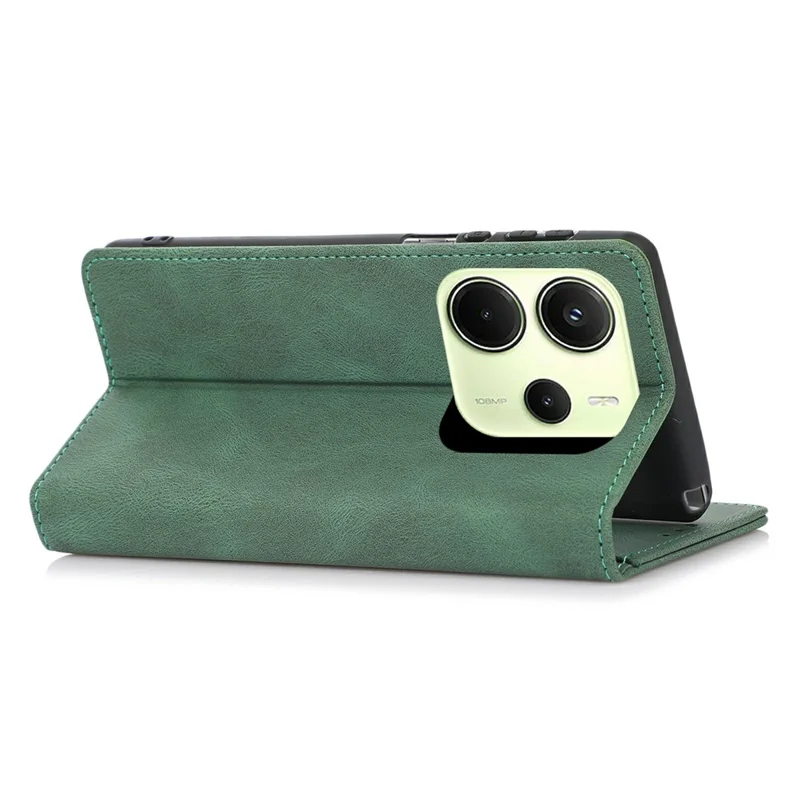 For Xiaomi Redmi Note 14 4G (163.25mm) Case Wallet Magnetic Closing Leather Flip Phone Cover - Green