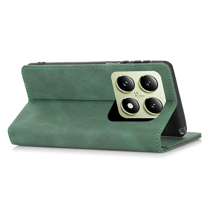 Funda Cartera Magnética de Piel con Tapa para Xiaomi 14T Pro - Verde