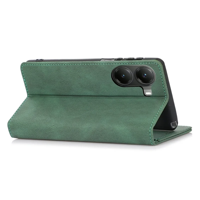 Capa Carteira para Xiaomi Poco X7 Pro 5G / Redmi Turbo 4 5G com Fechamento Magnético em Couro - Verde