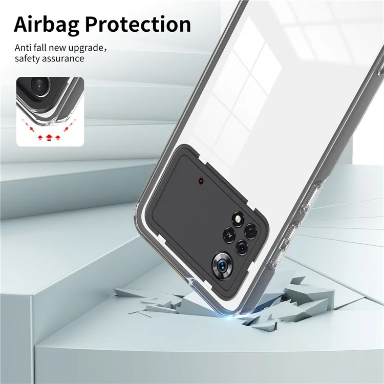 Transparent Phone Case For Xiaomi Poco X4 Pro 5G, 3-in-1 Ultra Thin Colorful Frame Protective Phone Cover with Airbag Protection - Black