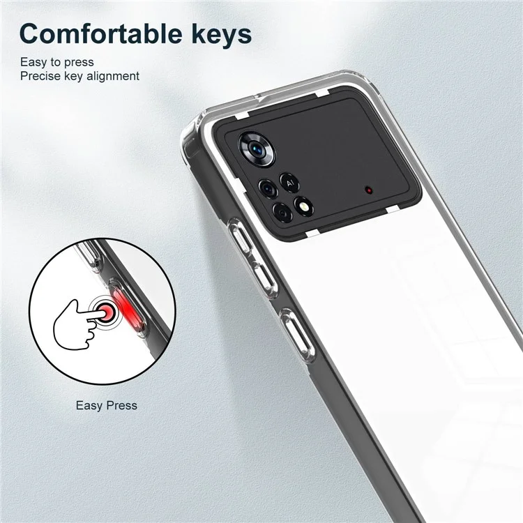 Transparent Phone Case For Xiaomi Poco X4 Pro 5G, 3-in-1 Ultra Thin Colorful Frame Protective Phone Cover with Airbag Protection - Black