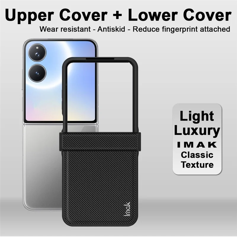 IMAK Ruiyi Series for Xiaomi Mix Flip 2 Case Carbon Fiber Texture Leather + PC Phone Cover