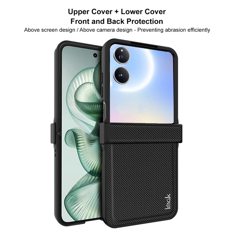 IMAK Ruiyi Series for Xiaomi Mix Flip 2 Case Carbon Fiber Texture Leather + PC Phone Cover