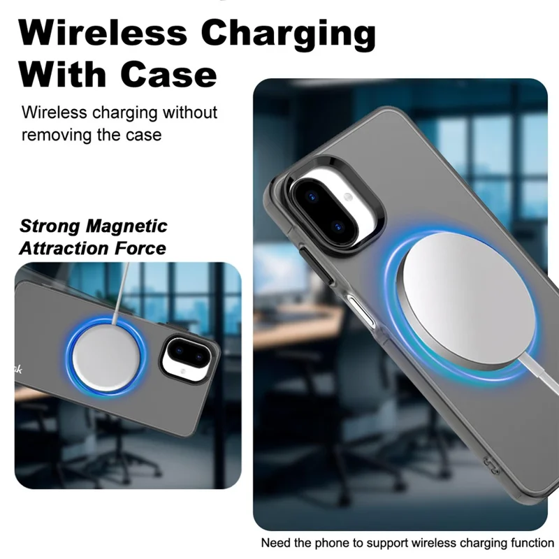 IMAK Pour Samsung Galaxy A07 Étui Compatible avec MagSafe PC + TPU Coque de Protection Arrière pour Téléphone - Noir