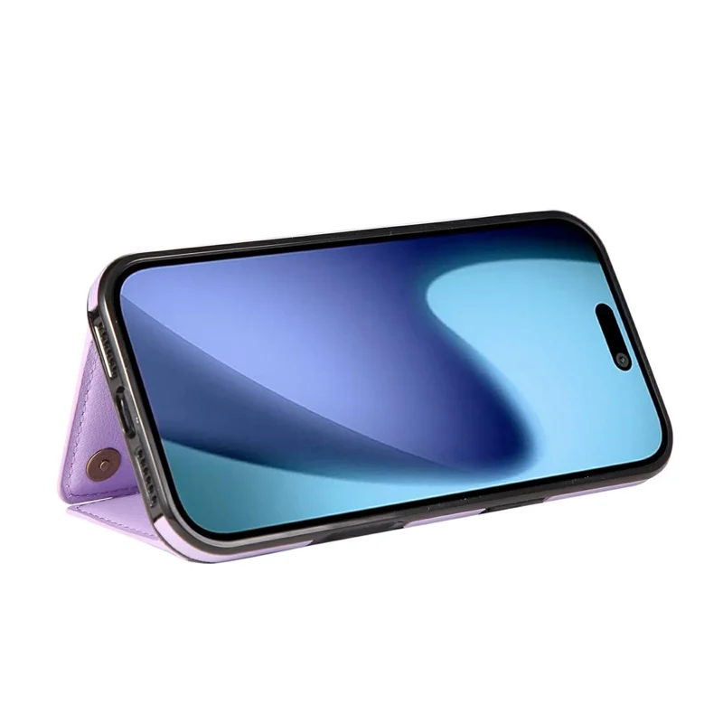 For iPhone 17 Pro Max Leather Back Cover Zipper Wallet Kickstand Phone Case with Shoulder Strap - Purple