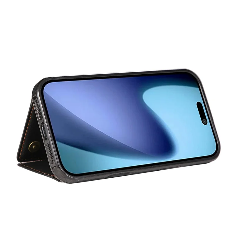 Étui de téléphone pour iPhone 17 en cuir avec dos zippé, support et bandoulière - Noir