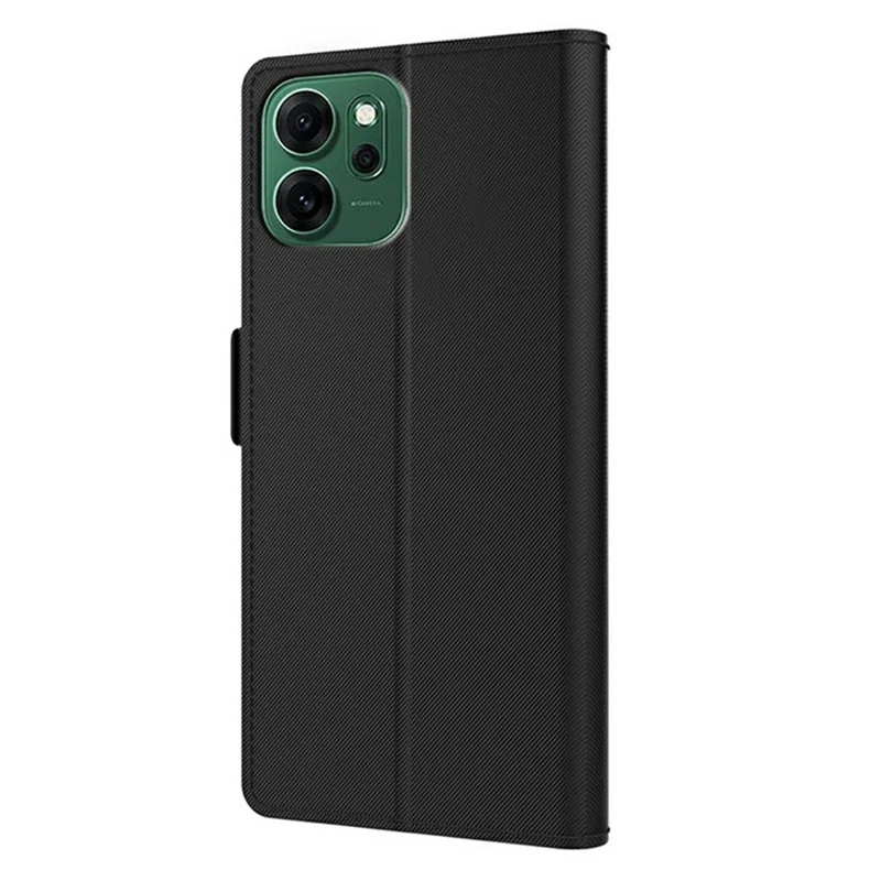 Чехол для Oppo Reno14 F 5G с подставкой, из искусственной кожи, с держателем карт и зеркалом - Черный