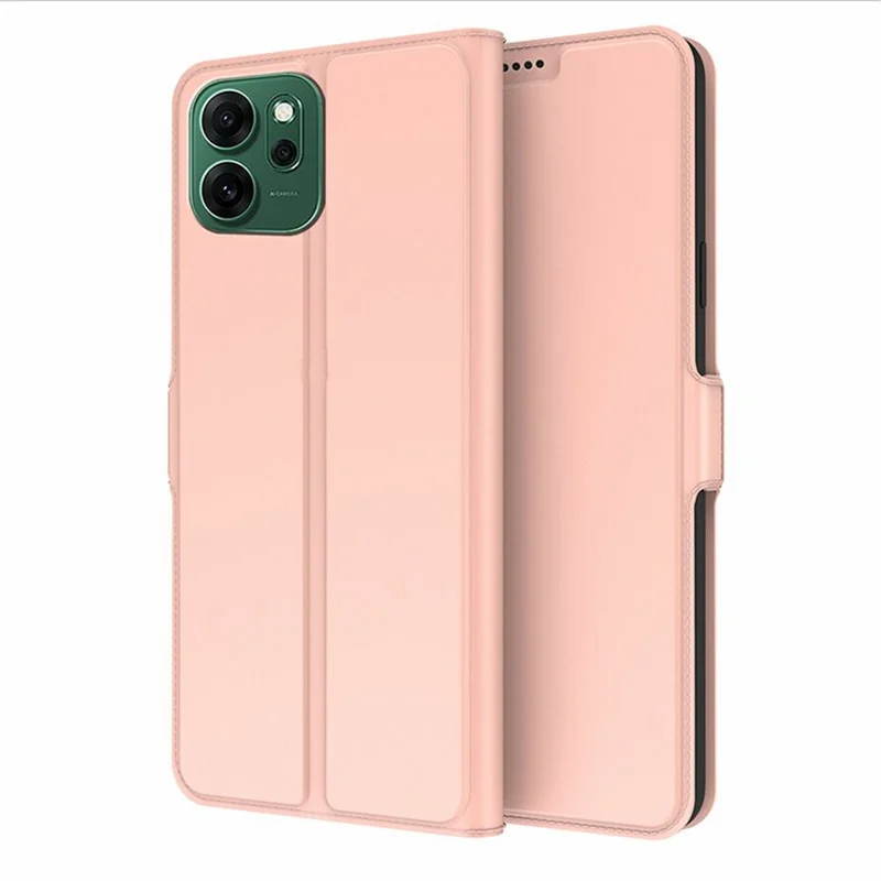 Cover per Oppo Reno14 F 5G, Custodia Antiurto con Guscio Interno in TPU, Cover in Pelle per Telefono con Slot per Carte - Oro Rosa