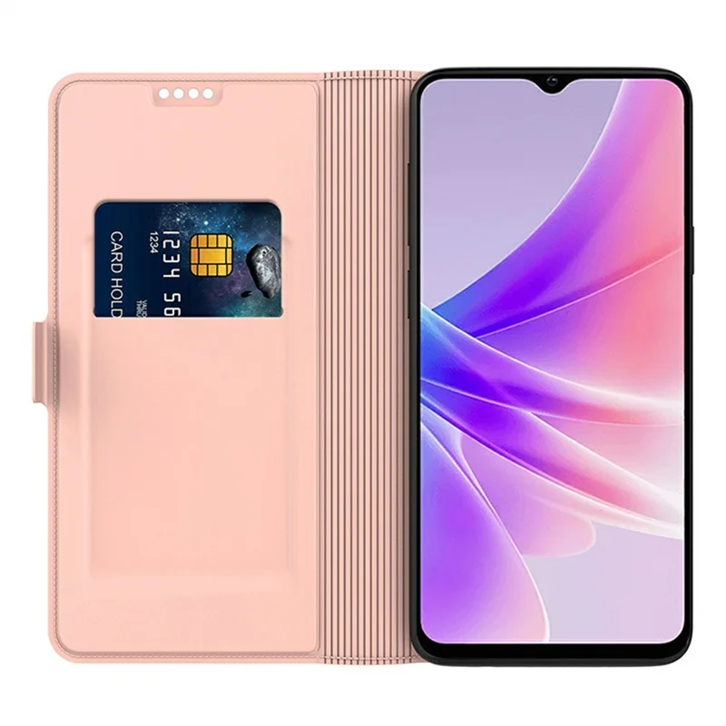Cover per Oppo Reno14 F 5G, Custodia Antiurto con Guscio Interno in TPU, Cover in Pelle per Telefono con Slot per Carte - Oro Rosa