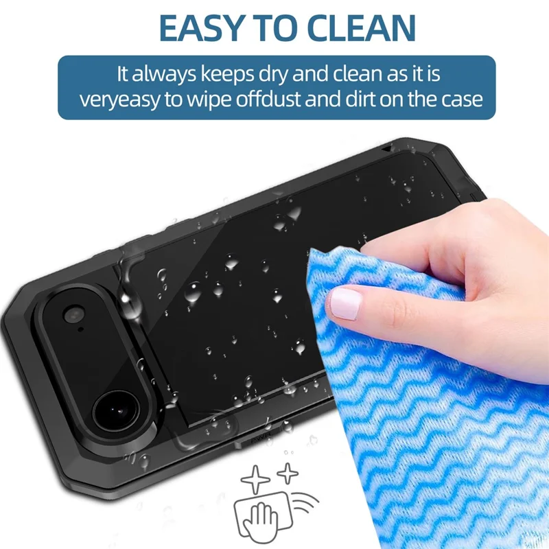 For iPhone 17 Air Case Silicone + Metal Phone Cover with Tempered Glass Screen Protector - Black