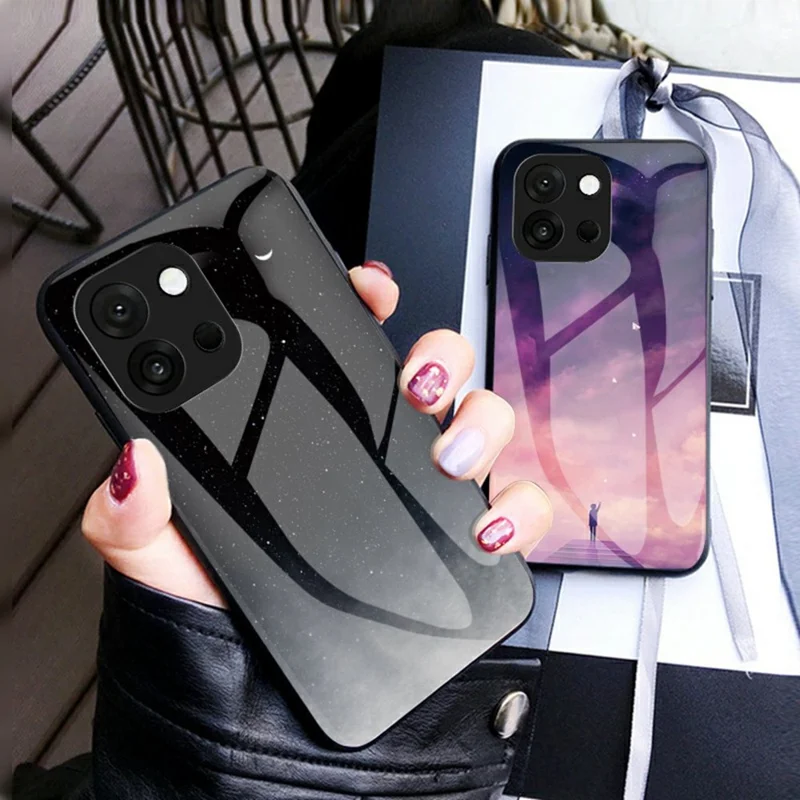 For OnePlus 13T 5G Case Starry Sky Pattern Tempered Glass Phone Cover - Bright Starry Sky