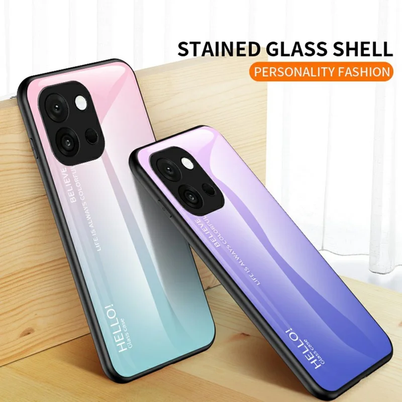 Cover per OnePlus 13T 5G Antigraffio in Vetro Temperato + PC + TPU - Rosa Blu Sfumato