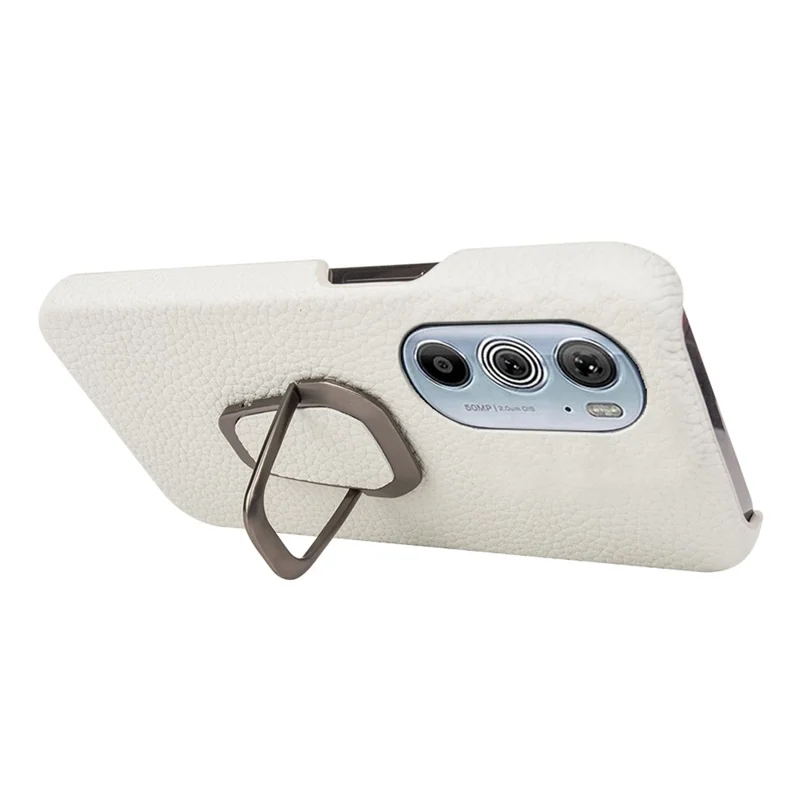Pour Motorola Edge 30 Pro (Motorola Edge + (2022)) Texture Litchi Veilleur en Cuir en Cuir PC Kickstand Couvre de Téléphone Anti-rayures - Blanche