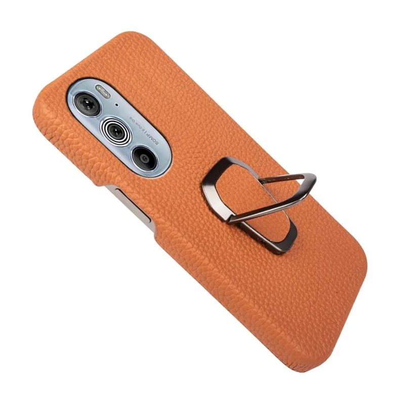 Pour Motorola Edge 30 Pro (Motorola Edge + (2022)) Texture Litchi Veilleur en Cuir en Cuir PC Kickstand Couvre de Téléphone Anti-rayures - Brun