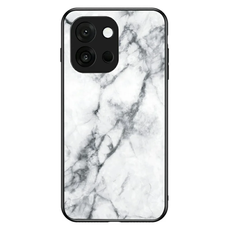 Cover per OnePlus 13T 5G Motivo Marmo Vetro Temperato + PC + TPU Custodia Protettiva per Telefono - Marmo Bianco