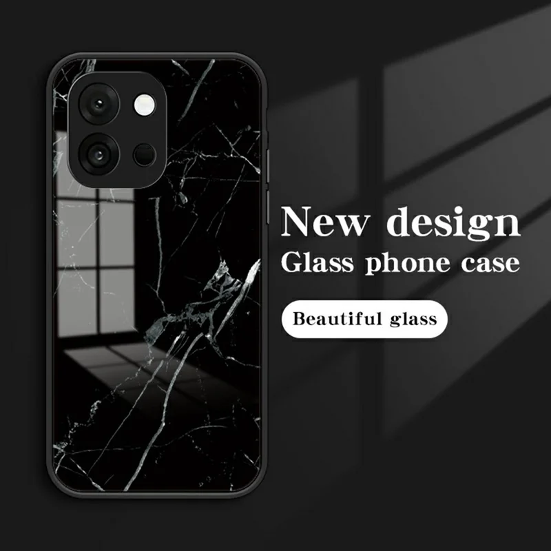 Cover per OnePlus 13T 5G Motivo Marmo Vetro Temperato + PC + TPU Custodia Protettiva per Telefono - Marmo Bianco