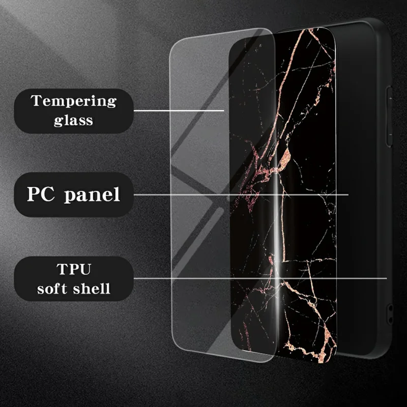 Cover per OnePlus 13T 5G Motivo Marmo Vetro Temperato + PC + TPU Custodia Protettiva per Telefono - Marmo Bianco