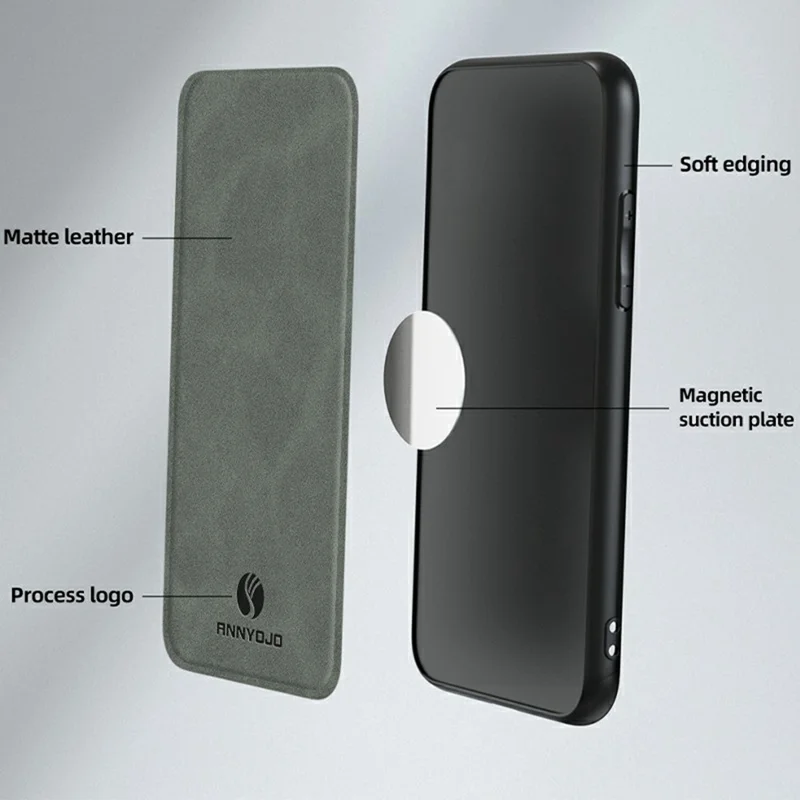 ANNYOJO pour Motorola Edge 60 Pro 5G Étui en cuir PU + PC + TPU Anti-chute Coque arrière de téléphone - Vert