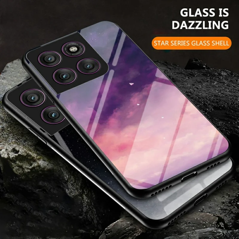 For Motorola Edge 60 Pro 5G Case Starry Sky Pattern Tempered Glass Phone Cover - Color Starry Sky