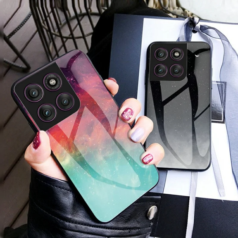 For Motorola Edge 60 Pro 5G Case Starry Sky Pattern Tempered Glass Phone Cover - Color Starry Sky