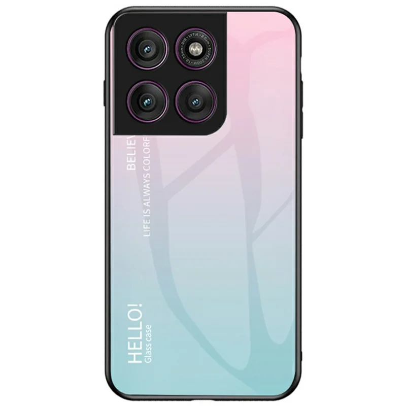 Чехол для Motorola Edge 60 Pro 5G с защитой от царапин, закаленное стекло + ПК + ТПУ - Градиент розовый синий