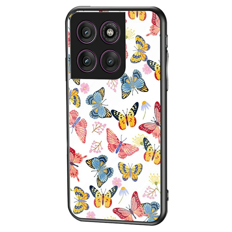 For Motorola Edge 60 Pro 5G Case Butterfly Pattern TPU + Tempered Glass Protective Phone Cover - Colorful Butterfly