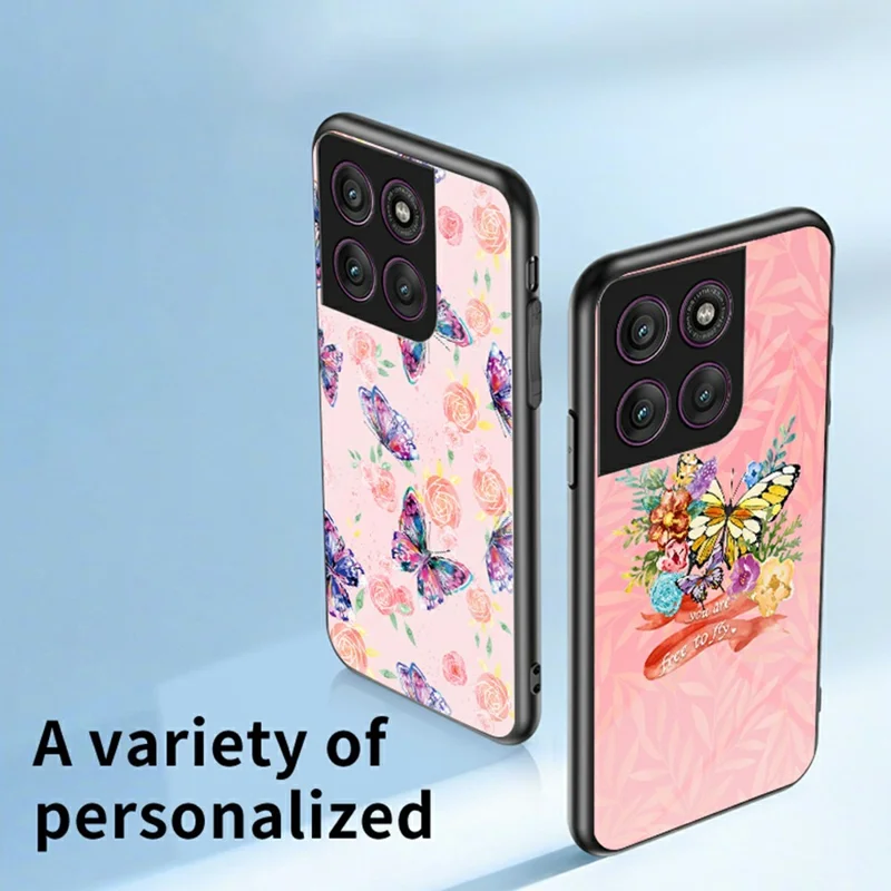 For Motorola Edge 60 Pro 5G Case Butterfly Pattern TPU + Tempered Glass Protective Phone Cover - Colorful Butterfly
