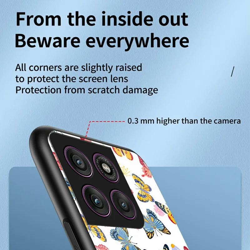 For Motorola Edge 60 Pro 5G Case Butterfly Pattern TPU + Tempered Glass Protective Phone Cover - Colorful Butterfly