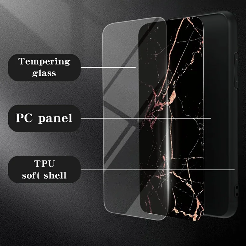 For Motorola Edge 60 Pro 5G Case Marble Pattern Tempered Glass + PC + TPU Protective Phone Cover - White Marble