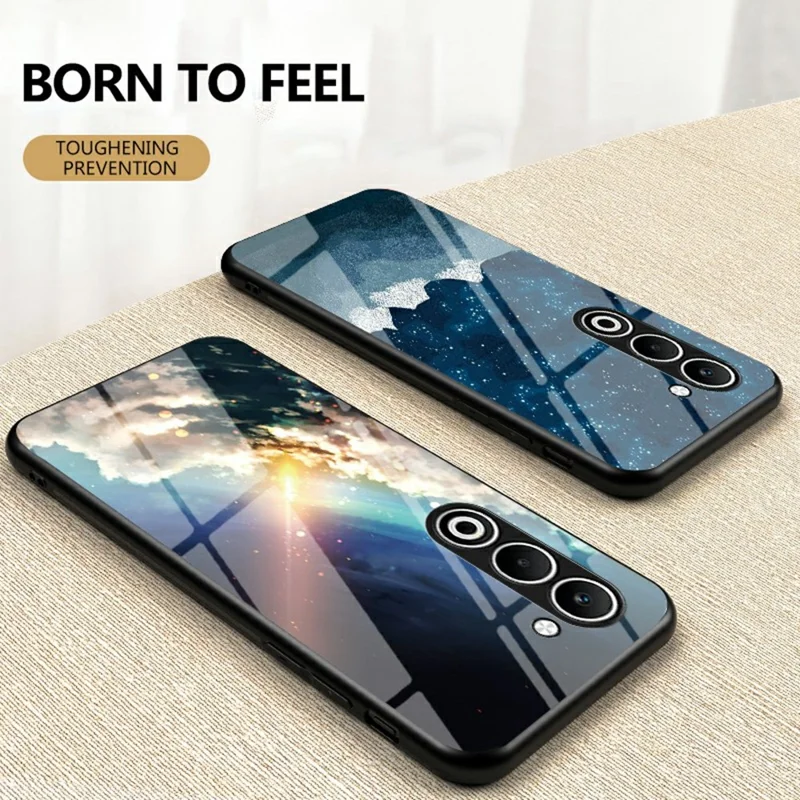 For Oppo A5 5G Case Starry Sky Pattern Tempered Glass Phone Cover - Color Starry Sky