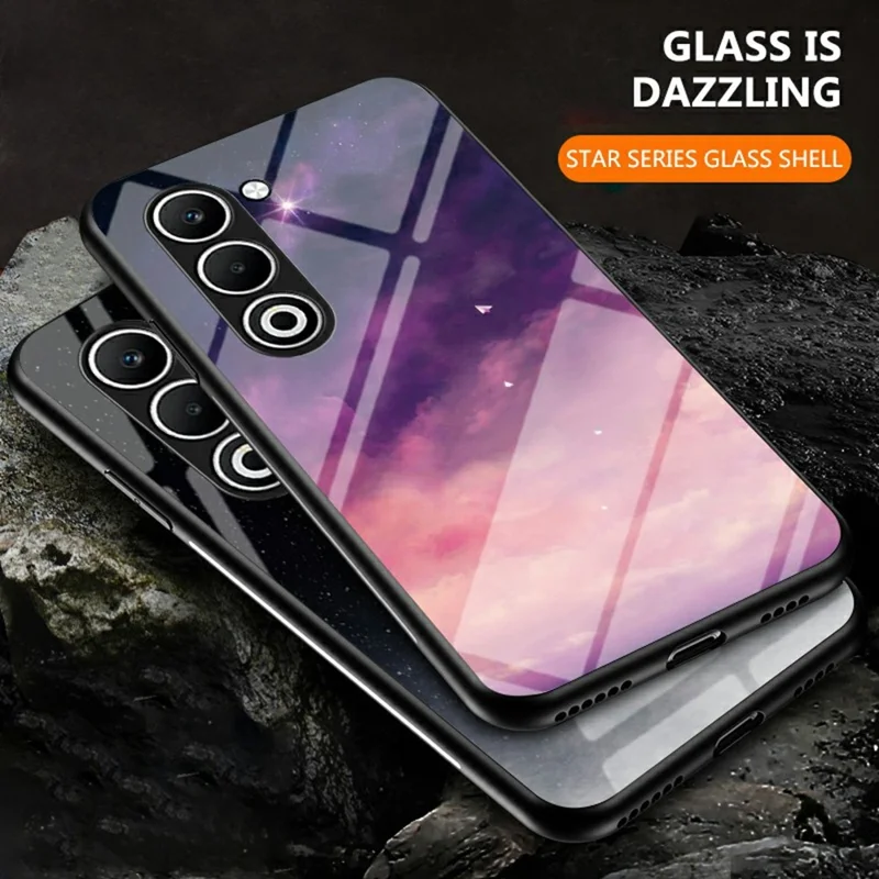For Oppo A5 5G Case Starry Sky Pattern Tempered Glass Phone Cover - Color Starry Sky