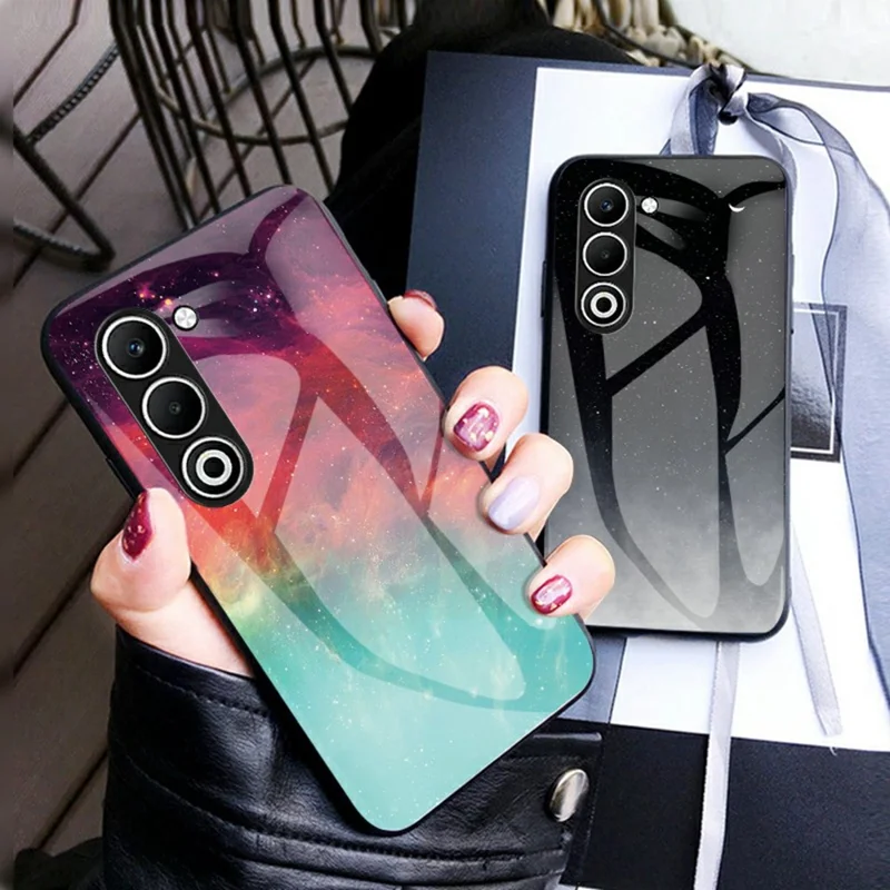 For Oppo A5 5G Case Starry Sky Pattern Tempered Glass Phone Cover - Color Starry Sky