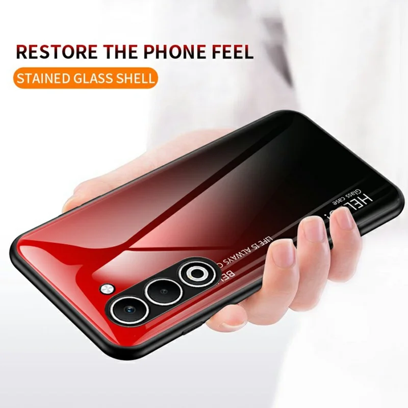 Fodral till Oppo A5 5G, skålläckeskydd, fönsterplatta + PC + TPU, mobilhölje – gradient röd svart
