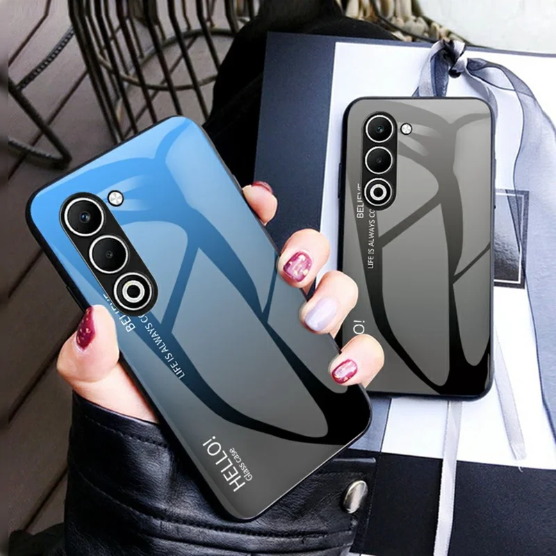 Fodral till Oppo A5 5G, skålläckeskydd, fönsterplatta + PC + TPU, mobilhölje – gradient röd svart