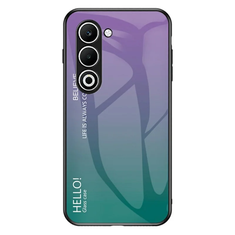For Oppo A5 5G Case Anti-Scratch Tempered Glass + PC + TPU Phone Cover - Gradient Purple