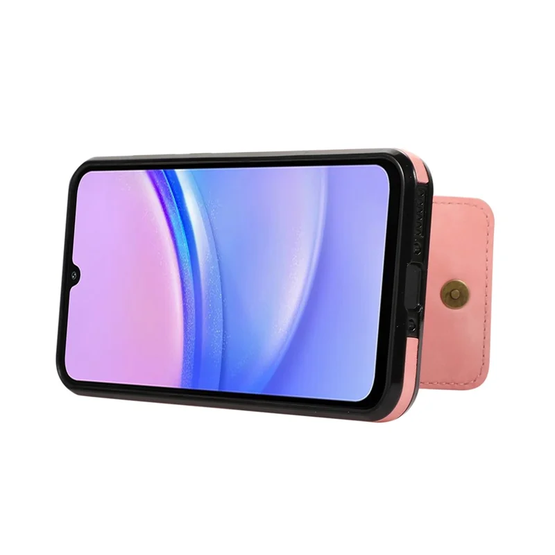 Voor Samsung Galaxy A17 5G / A17 4G / A26 5G Hoesje Met Kaarthouder En Steun In Leder + TPU Met Schouderband - Roze