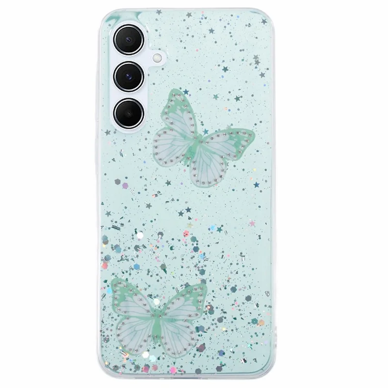 Étui pour Samsung Galaxy A56 5G en PVC époxy Papillon TPU Esthétique - Vert