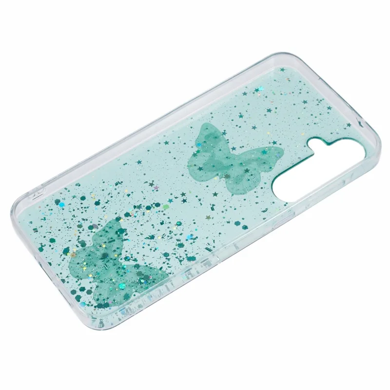 Étui pour Samsung Galaxy A56 5G en PVC époxy Papillon TPU Esthétique - Vert