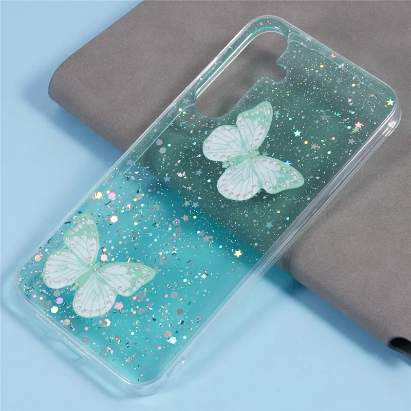 Étui pour Samsung Galaxy A56 5G en PVC époxy Papillon TPU Esthétique - Vert
