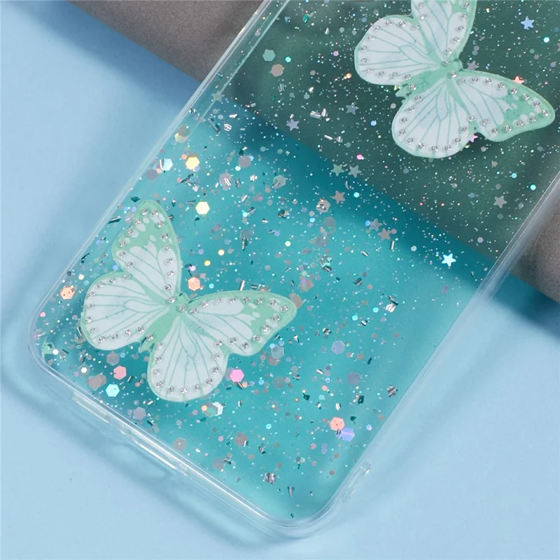 Étui pour Samsung Galaxy A56 5G en PVC époxy Papillon TPU Esthétique - Vert