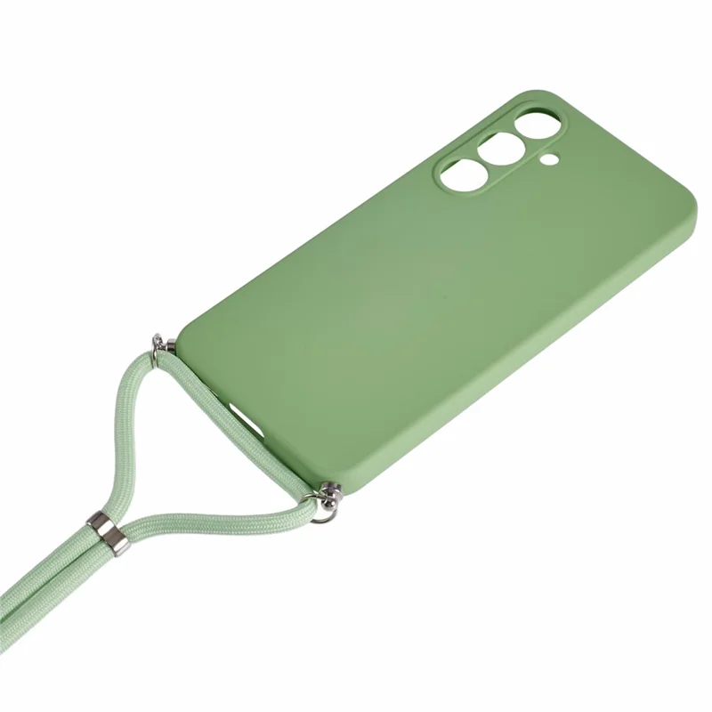 For Samsung Galaxy S25 FE Case Flexible TPU Fiber Lining Anti-Shock Crossbody Phone Cover - Matcha Green