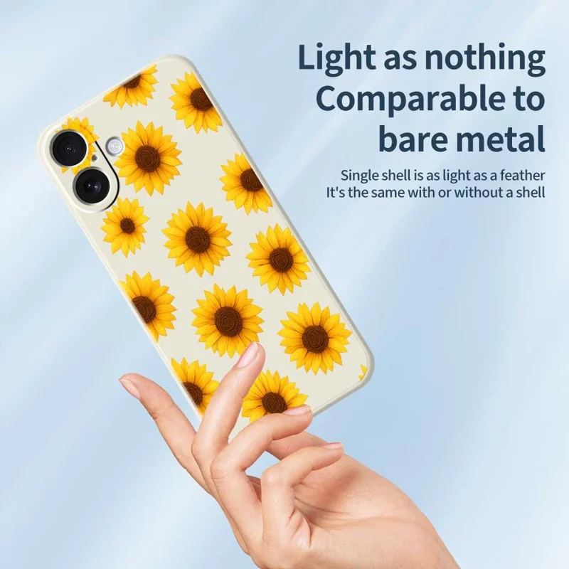 For iPhone 17 Case Sunflowers Pattern Printing Straight Edge TPU Phone Back Cover - Beige