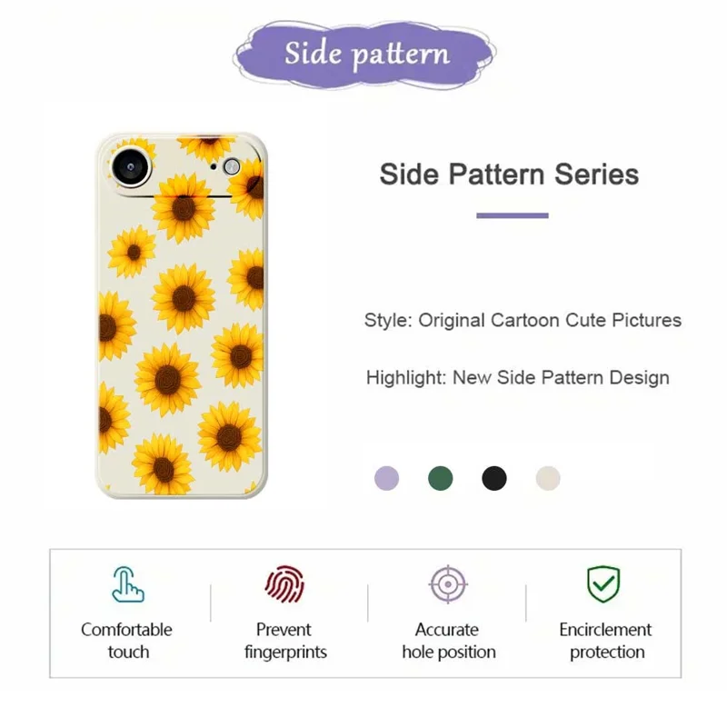 TPU-telefoonhoesje met zonnebloemenpatroon voor iPhone Air, rechte rand, beige