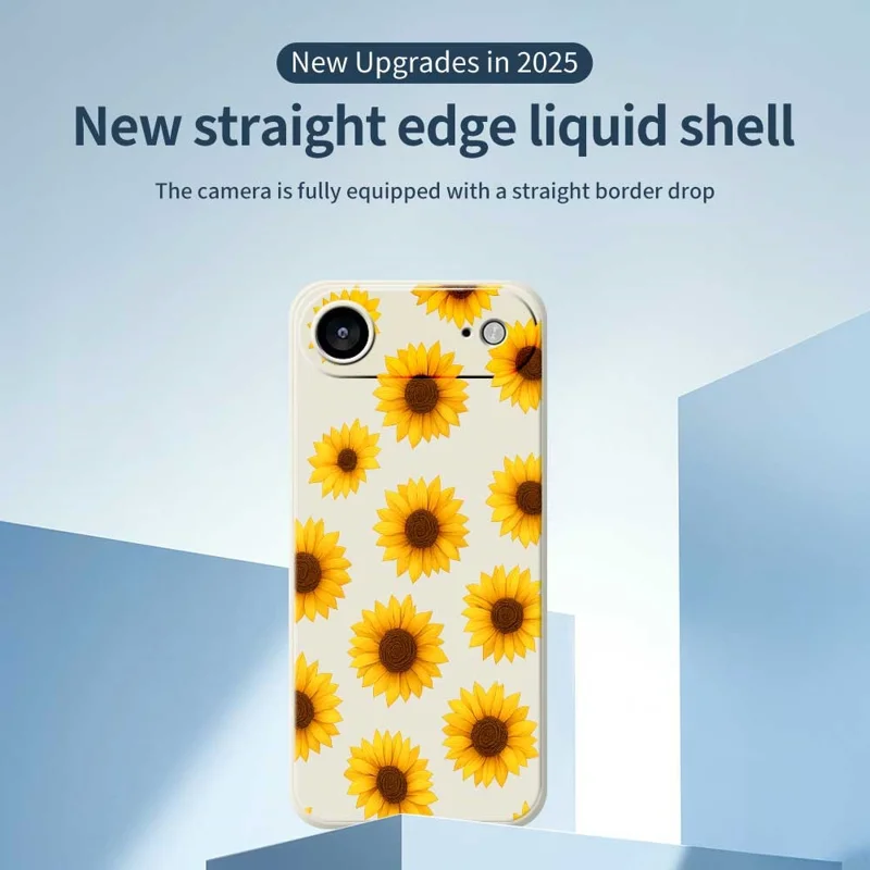 TPU-telefoonhoesje met zonnebloemenpatroon voor iPhone Air, rechte rand, beige