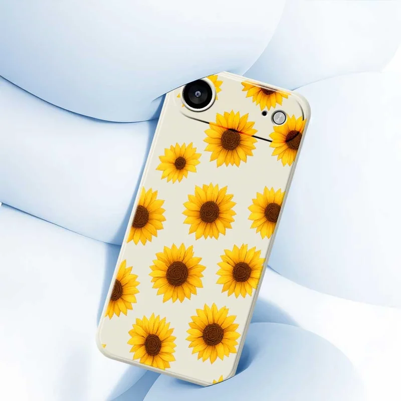 TPU-telefoonhoesje met zonnebloemenpatroon voor iPhone Air, rechte rand, beige