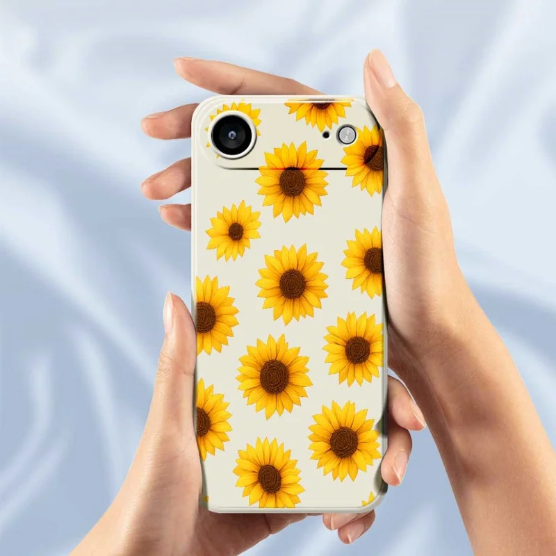 TPU-telefoonhoesje met zonnebloemenpatroon voor iPhone Air, rechte rand, beige
